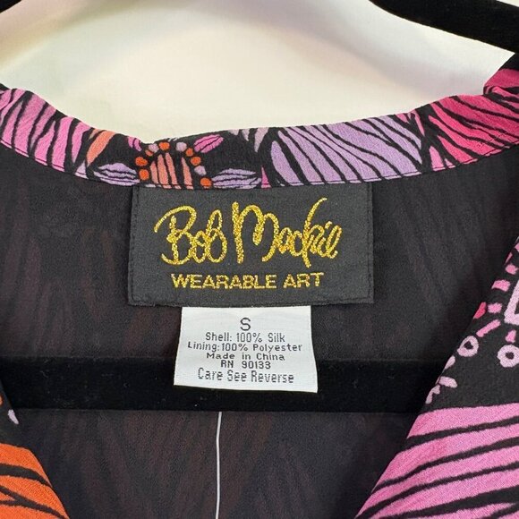 NWT Bob Mackie Silk Button Up Blouse Wearable Art Vibrant Shirt Size S - Picture 3 of 10